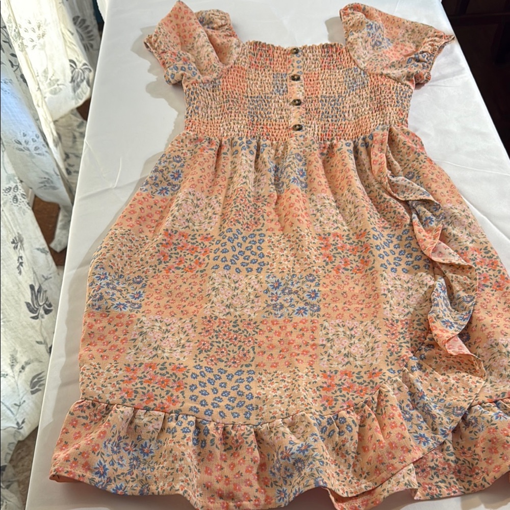 Wonder Nation Orange Smocked Ruffled Sundress